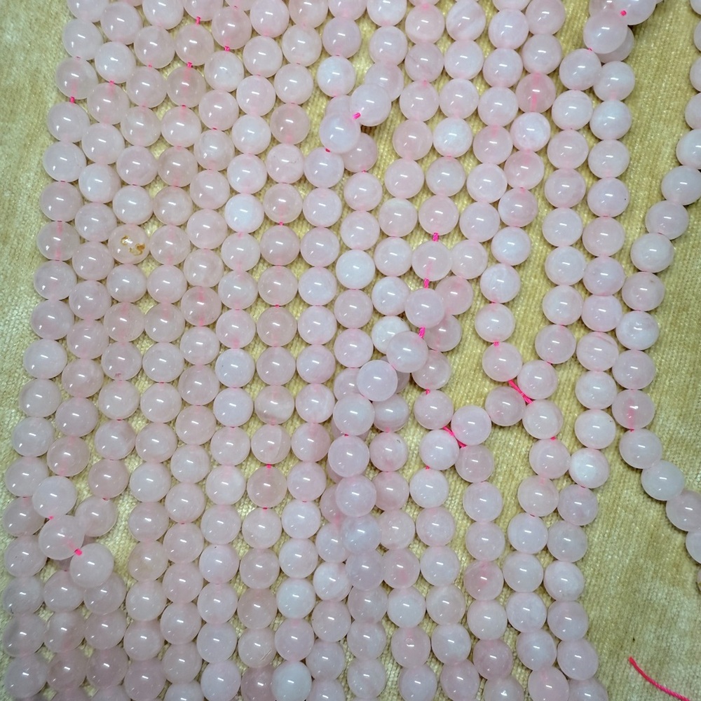 5 15” strands pink rose, quartz, 10mm gemstones round beads natural